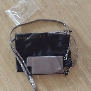 Bandolier iPhone 6/7/8 Plus Emma Crossbody Case Pebble Leather pewter lilac